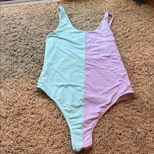Two-Tone Mint and Lavender One Piece Swimsuit